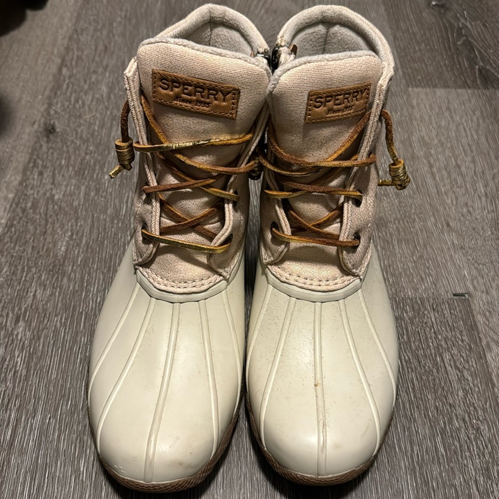 Cream Sperry Boots
